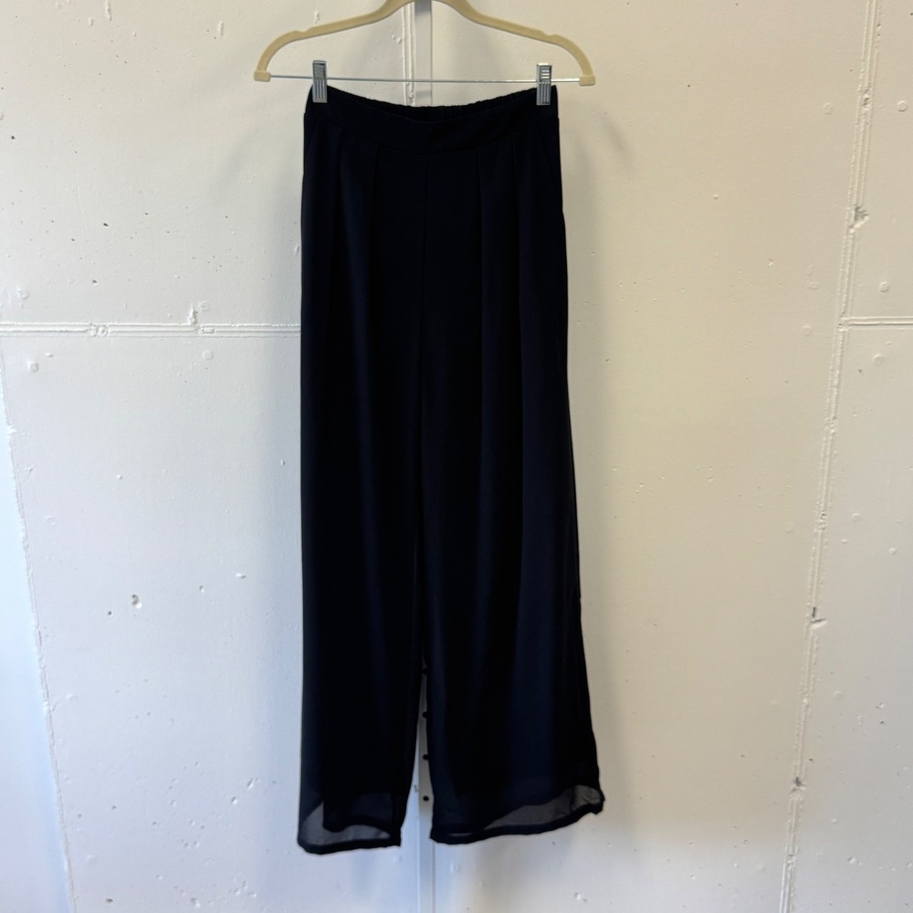 Dress Day Sheer Wide Leg Pleated High Rise Lined Pants DD3161P Small Festival